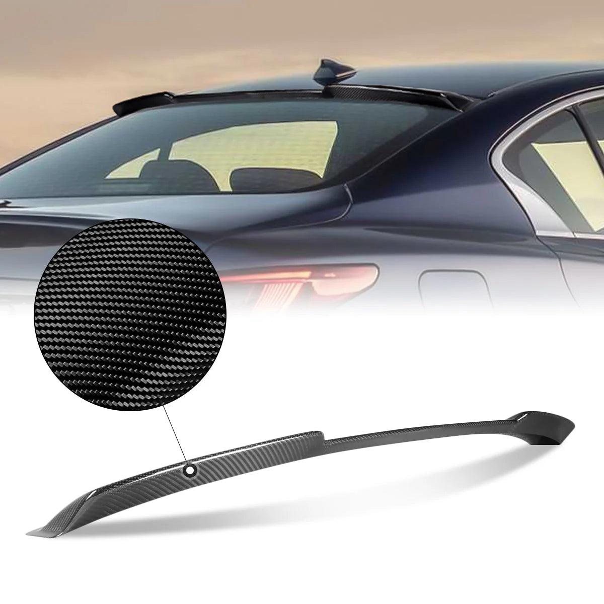 14-23 Infiniti Q50 VIP-Style Rear Window Roof Spoiler - Carbon Fiber