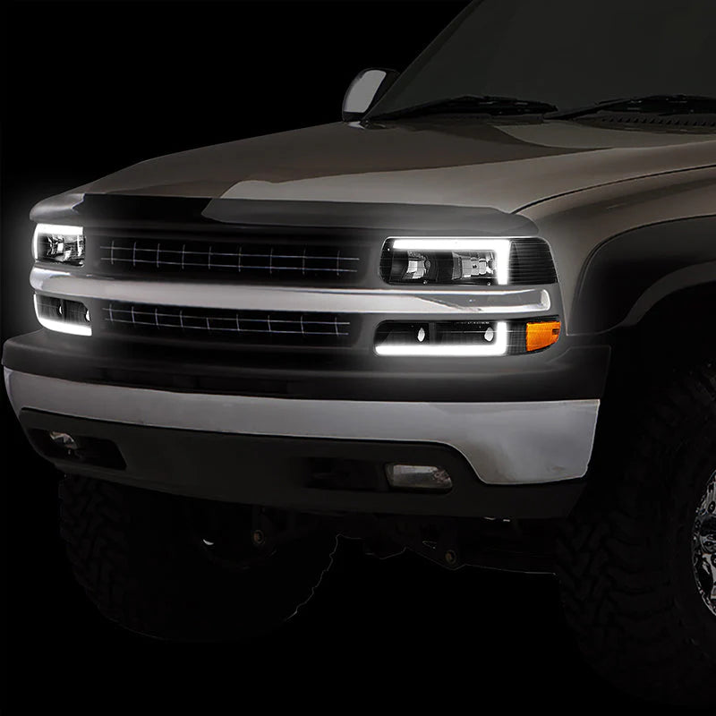 LED DRL Headlights 99-02 Chevy Silverado 1500-3500, 00-06 Suburban 1500 2500 Tahoe