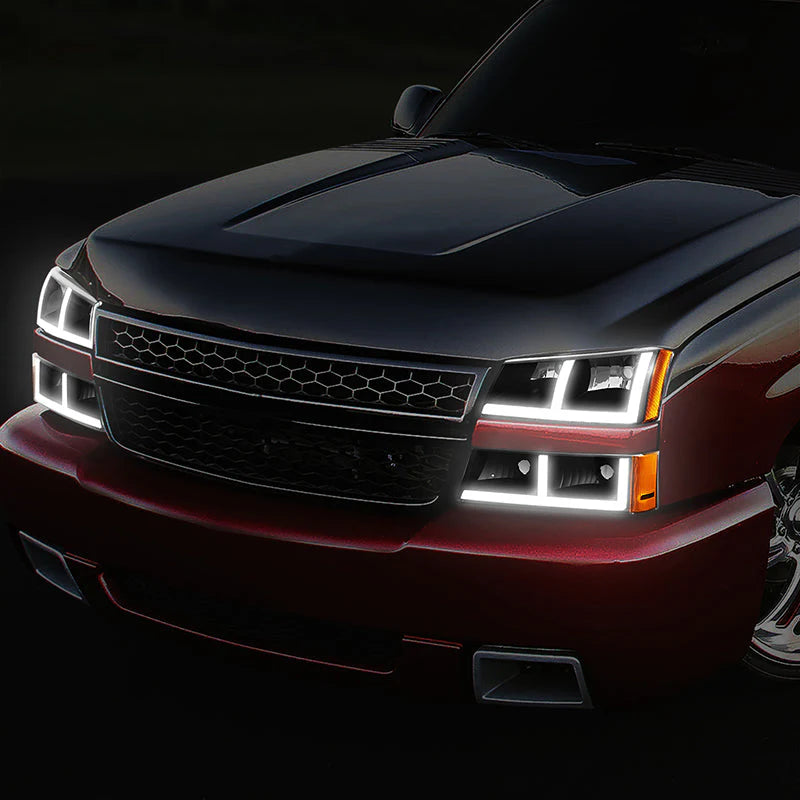 LED DRL Headlights 03-06 Chevy Avalanche Silverado 1500-3500 / HD