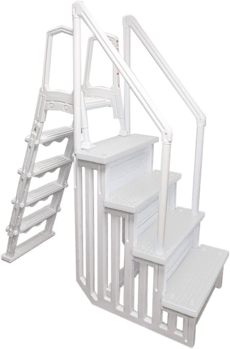 2026 Select Anti-Slip in-Pool Steps | Gray | for Above Ground Swimming Pools | Can Mount to Decks 48′′ to 54′′ H | Safety Stairs Capacity Up to 300 lbs