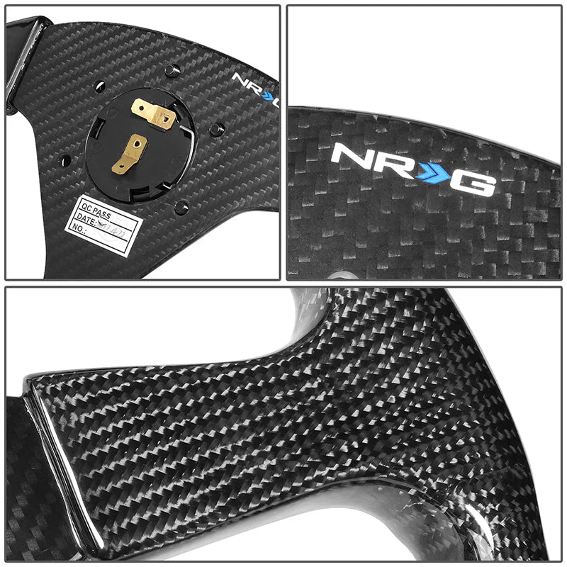 350mm Flat Dish Carbon Fiber Spoke Steering Wheel Universal