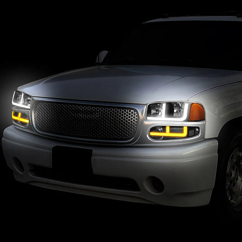 LED DRL Switchback Headlights 01-06 GMC Yukon Sierra 1500 Denali