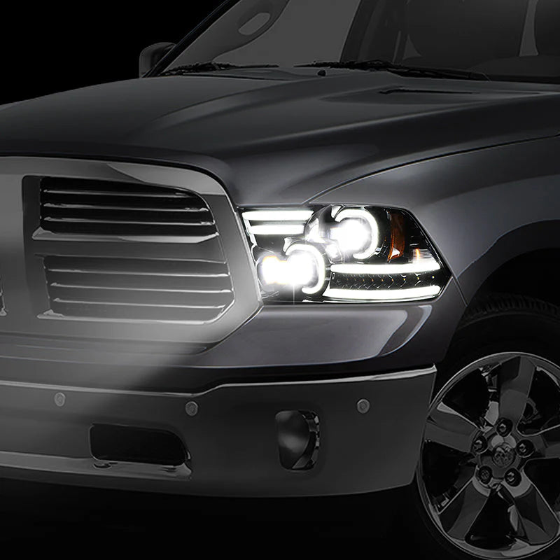 LED DRL Halo Projector Headlights 10-18 Ram 1500-3500, 2009 Dodge Ram 1500