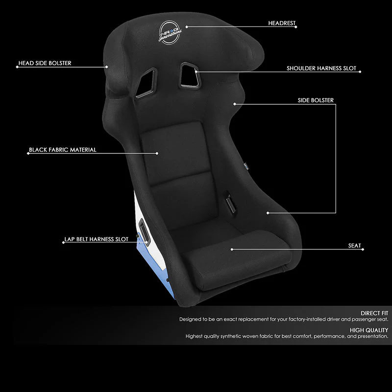 Microfiber Fiberglass Fixed Back Bucket Racing Seat w/Bracket Universal