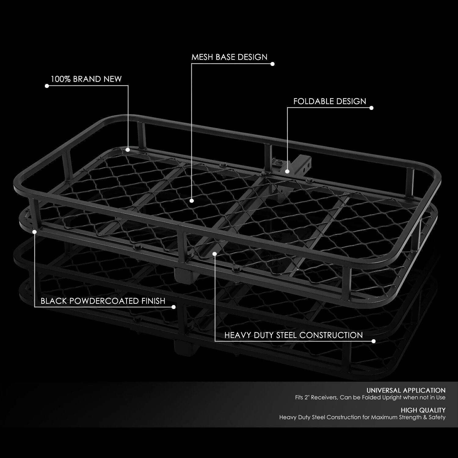 2 in. Tow Receiver Hitch Cargo Carrier Basket w/ Pin & Clip Fits Vehicles with 2 in. Tow Receive