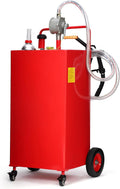 2026 30 Gallon Fuel Caddy, Fuel Tank with Manual Transfer Pump for Gasoline & Diesel, Durable 4-Wheel Design, Mobile Fuel Storage for Cars, Trucks, Boats, Lawn Mowers, Red