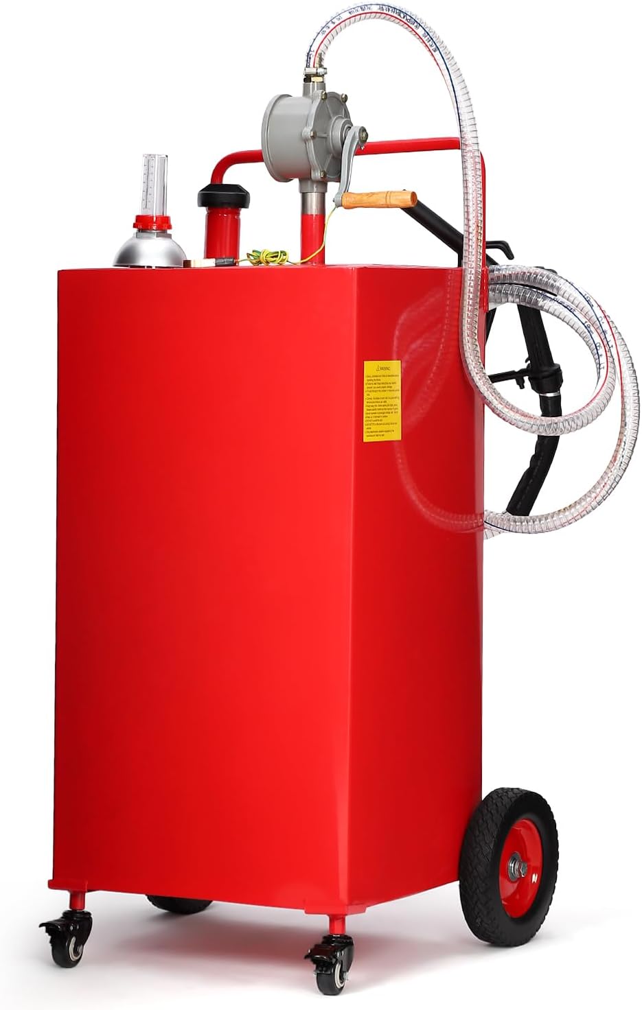 2026 30 Gallon Fuel Caddy, Fuel Tank with Manual Transfer Pump for Gasoline & Diesel, Durable 4-Wheel Design, Mobile Fuel Storage for Cars, Trucks, Boats, Lawn Mowers, Red