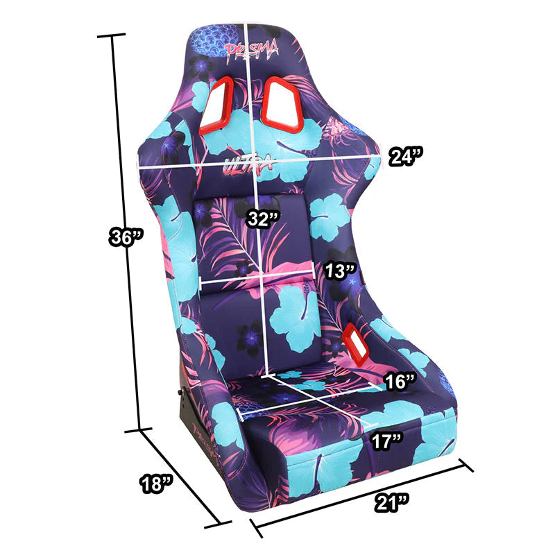 Vegan Satin Fixed Back Racing Bucket Seat Universal