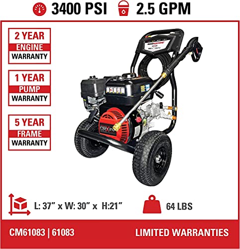 2026 Cleaning CM61083 Clean Machine 3400 PSI Gas Pressure Washer