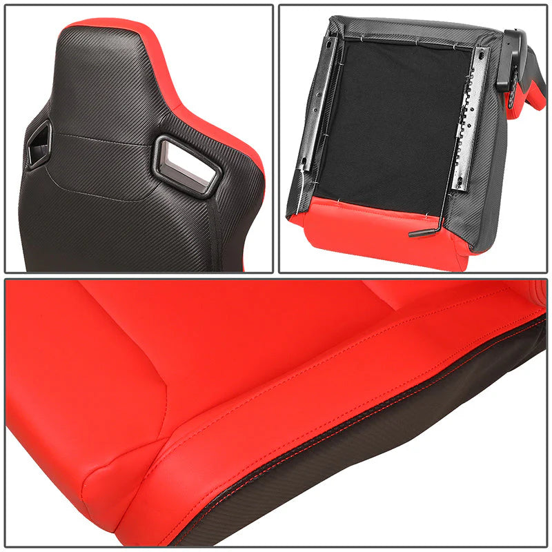 38 in. H X 21 in. W X 23 in. D Pair Reclinable Synthetic Leather Bucket Racing Universal
