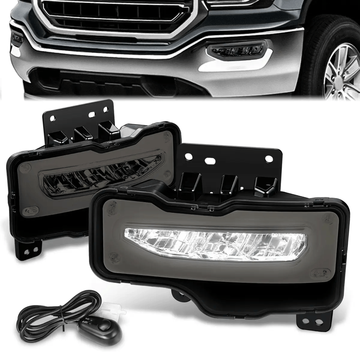 LED Fog Lights w/ Switch Wiring Harnesses 16-19 GMC Sierra 1500 (Limited)