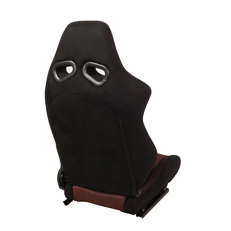2Pcs Red Microfiber Suede Reclinable Racing Bucket Seat w/ Sliders Universal