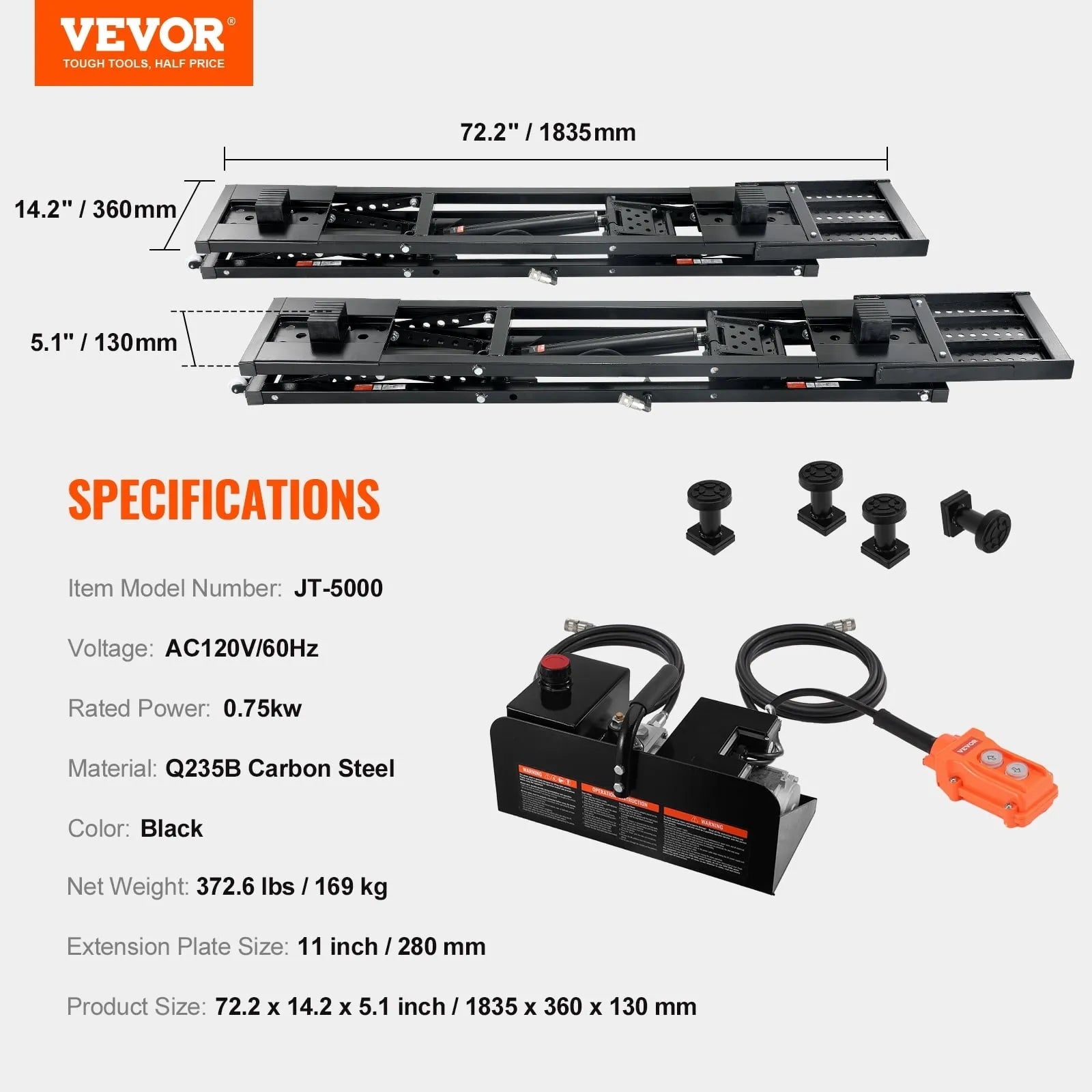 2026 Portable Car Lift 5000 LBS Automatic Car Lift System Jack for Home Garage