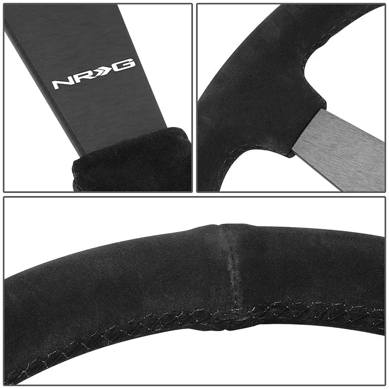 350mm 1 in. Deep Dish Suede Grip Steering Wheel Universal