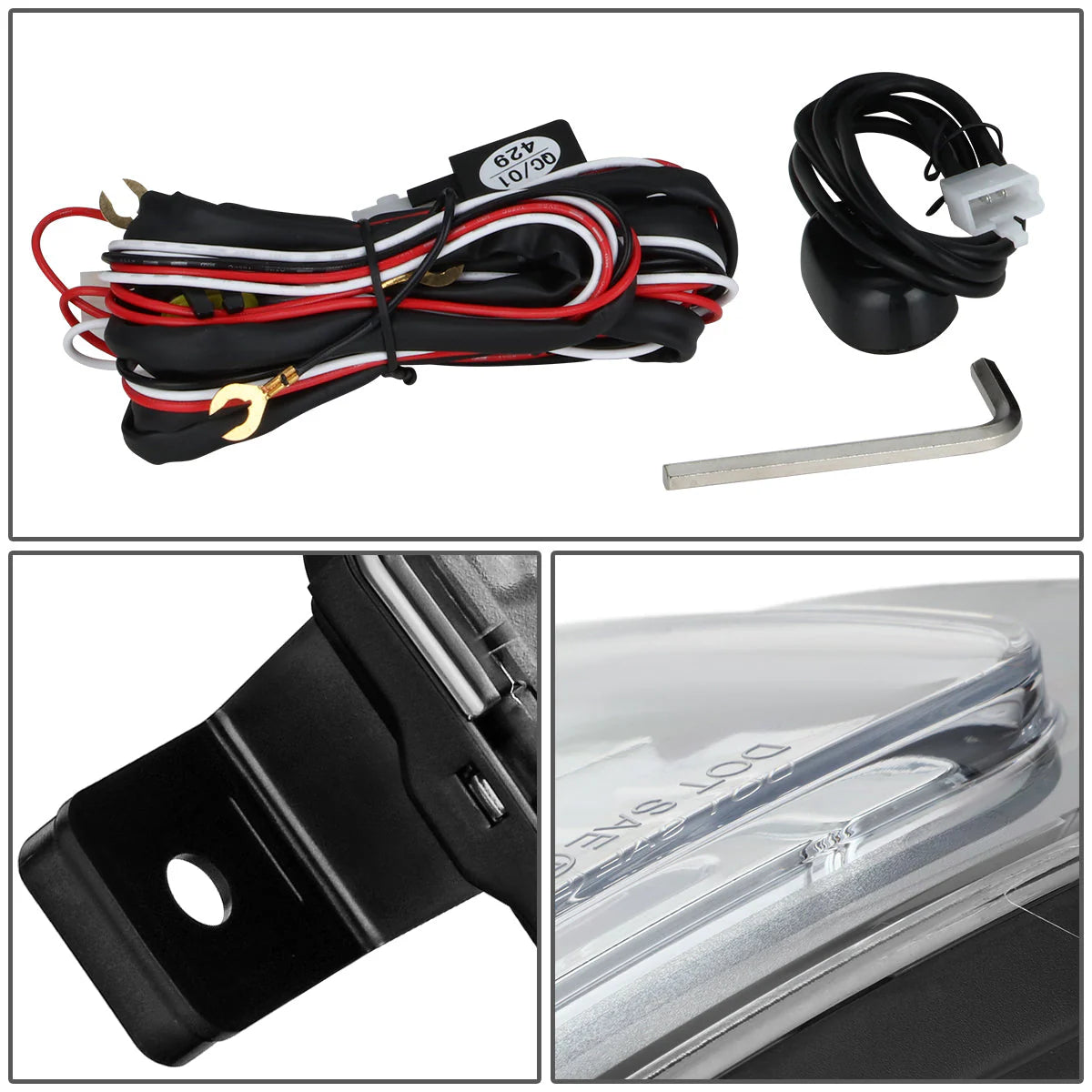 LED Projector Fog Lights w/ Switch Wiring Harnesses 16-19 Chevy Silverado 1500