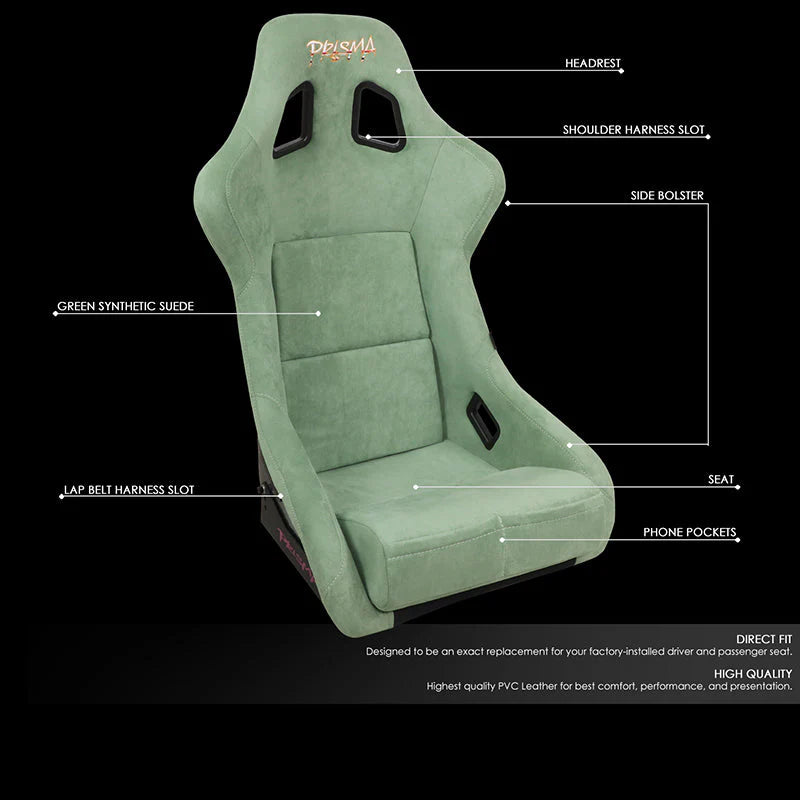 Vegan Micro Fiber Fixed Back Racing Bucket Seat Universal