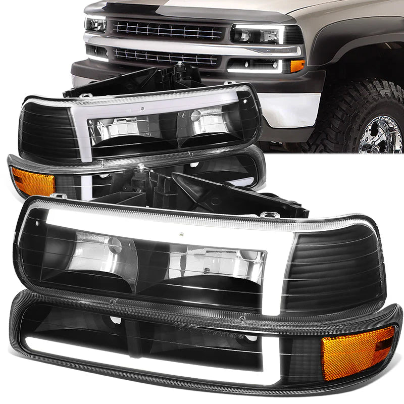 LED DRL Headlights 99-02 Chevy Silverado 1500-3500, 00-06 Suburban 1500 2500 Tahoe