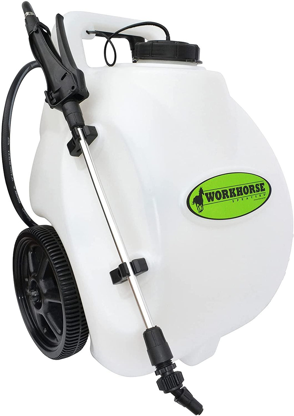 2026 Workhorse Sprayers LG05SS Rechargeable 5-Gallon Portable Garden Sprayer with Wheels, Adjustable Nozzle, White