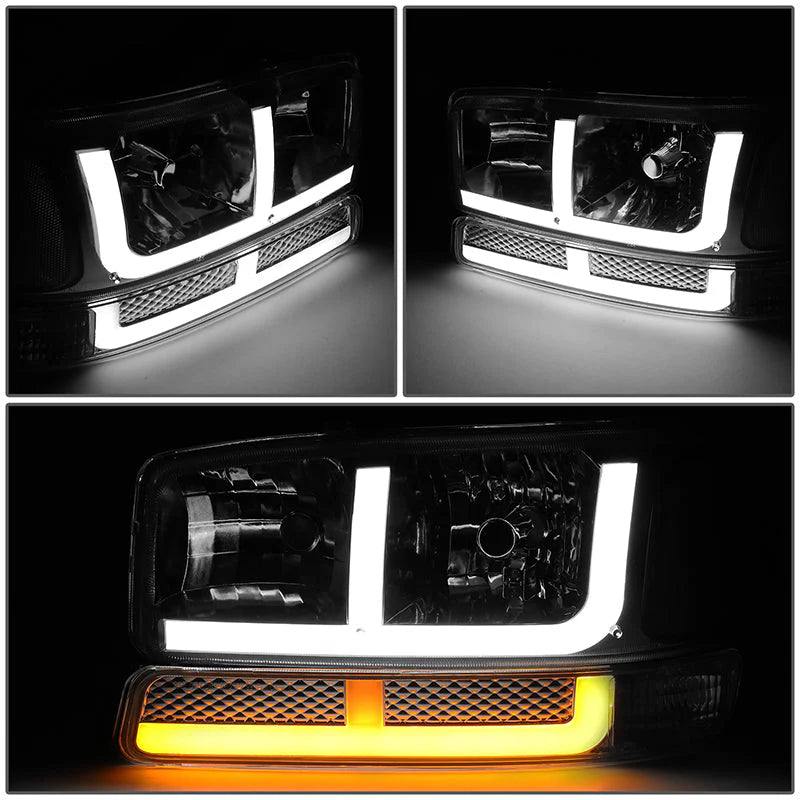 LED DRL Switchback Headlights 99-06 GMC Sierra 1500-3500 Yukon