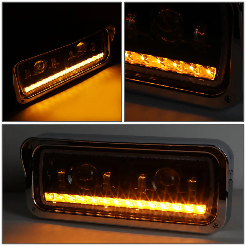 LED DRL Halo Projector Headlights 81-19 Kenworth W900 Western Star 4800