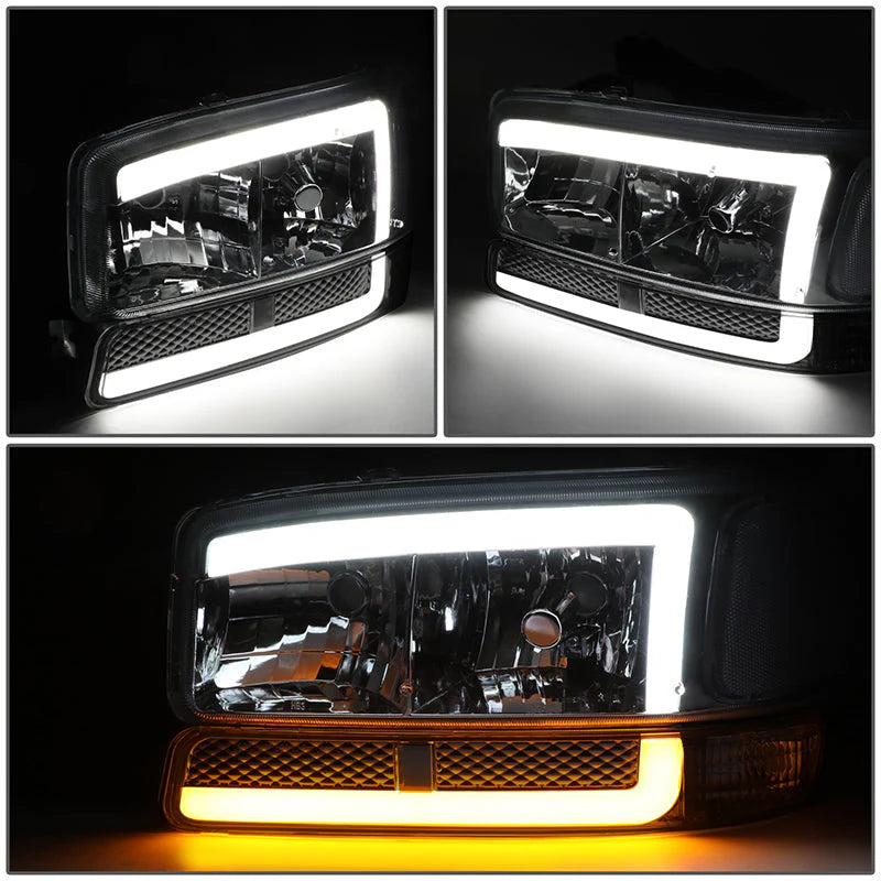 LED DRL Switchback Headlights 99-06 GMC Sierra 1500-3500 Yukon