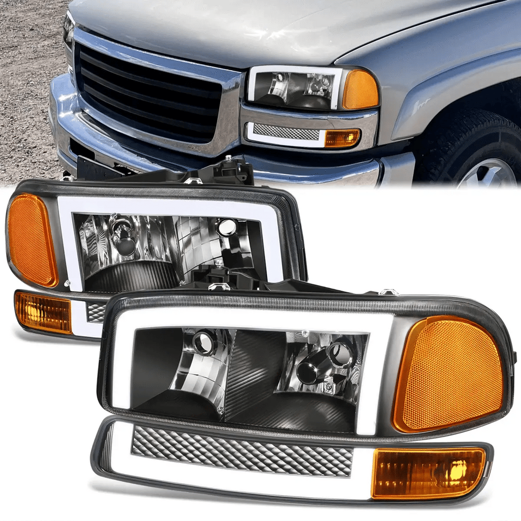 LED DRL Switchback Headlights 99-06 GMC Sierra 1500-3500 Yukon