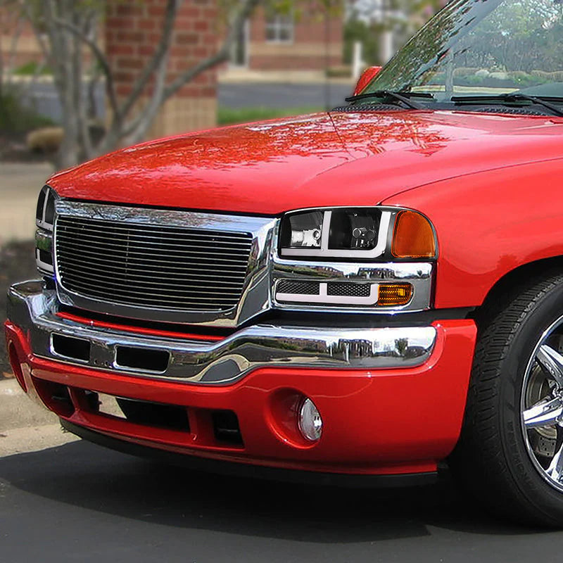 LED DRL Switchback Headlights 99-06 GMC Sierra 1500-3500 Yukon