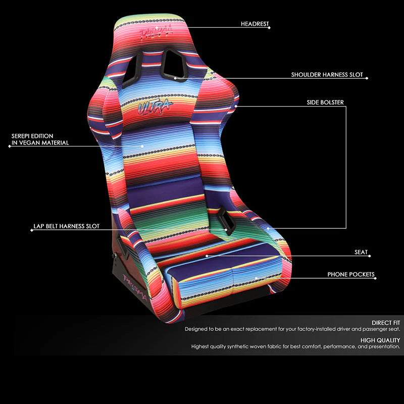 Vegan Micro Fiber Racing Seat w/Mount Bracket Universal