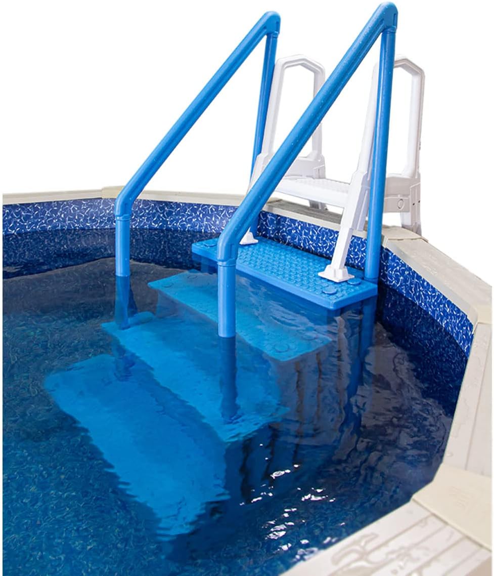 2026 Select Anti-Slip in-Pool Steps | Gray | for Above Ground Swimming Pools | Can Mount to Decks 48′′ to 54′′ H | Safety Stairs Capacity Up to 300 lbs