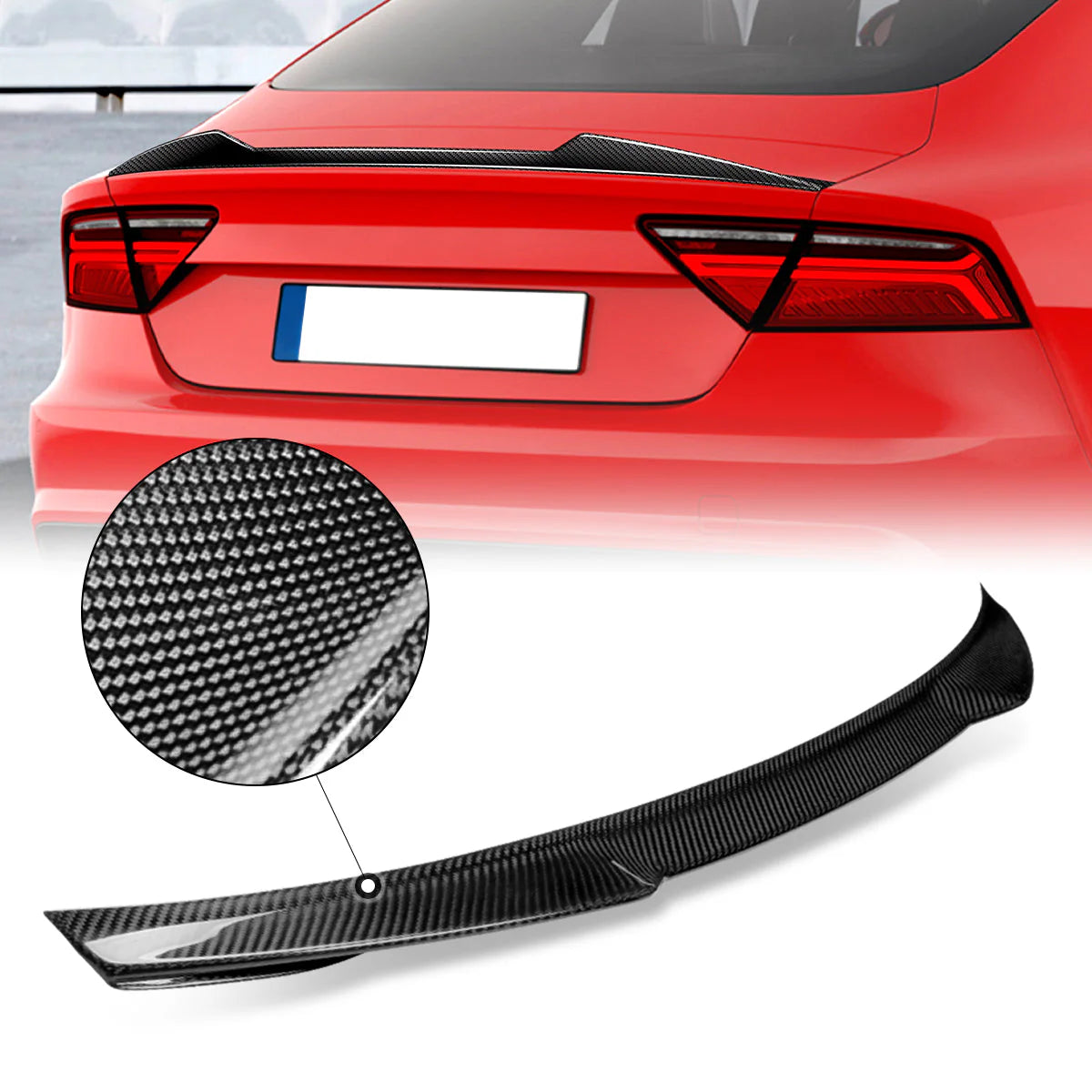 V-Style Carbon Fiber Rear Trunk Lid Spoiler 16-18 Audi A7 Quattro S7 RS7