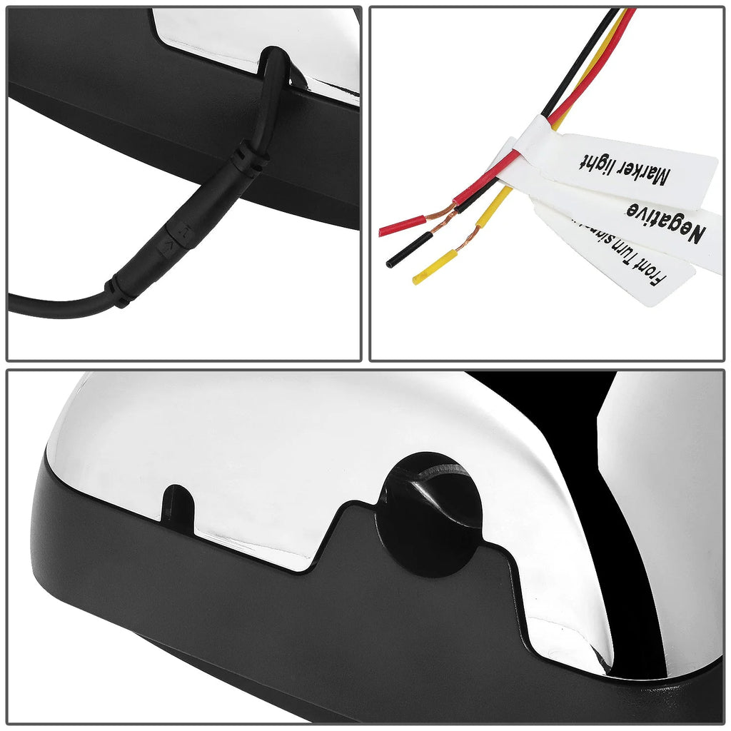 Upper Lower Side Hood Mirrors (Black) 05-21 Hino 145, 238, 268, 338, 358, L6, XL7