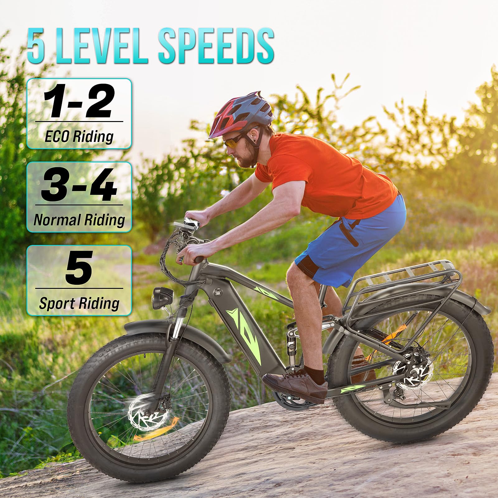 2026 Electric Bike for Adults 1000W, 48V 17.5AH Battery Adult Electric Bicycles, 26 Fat Tire Full Suspension Ebike, 28MPH Mountain Beach E Bike, 7 Speed, 60Miles Range, UL Certified