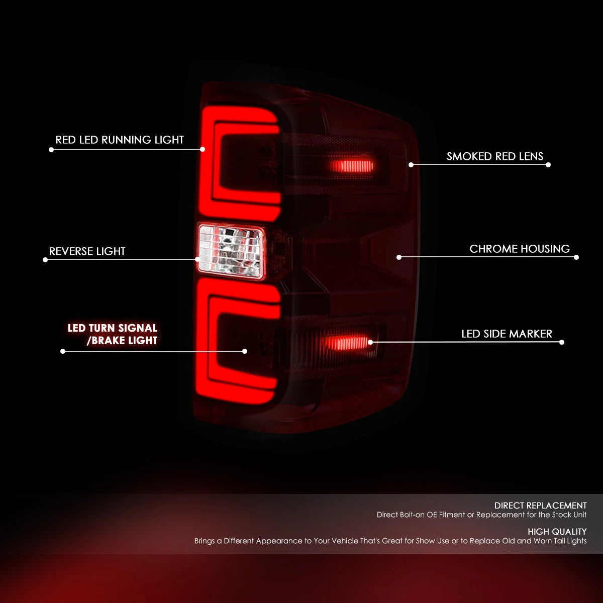 LED Brake Tail Lights 14-19 Chevy Silverado 1500 2500HD 3500HD