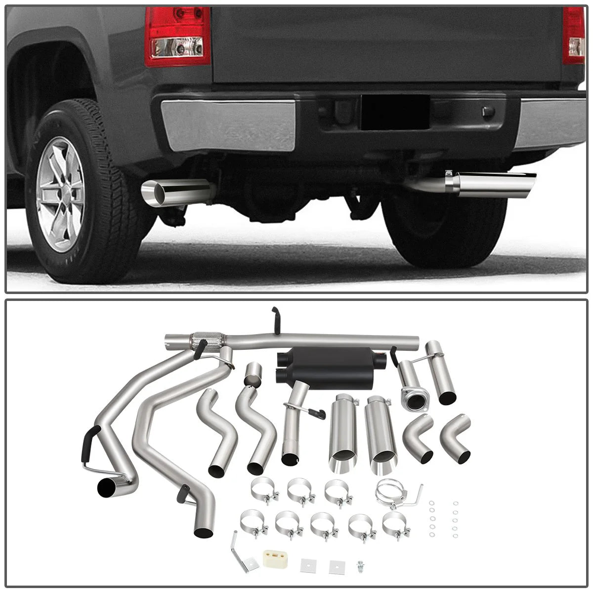 Cat-Back Exhaust System w/4 in. OD Stainless Steel Muffler Tip 07-13 Chevy Silverado GMC Sierra 1500