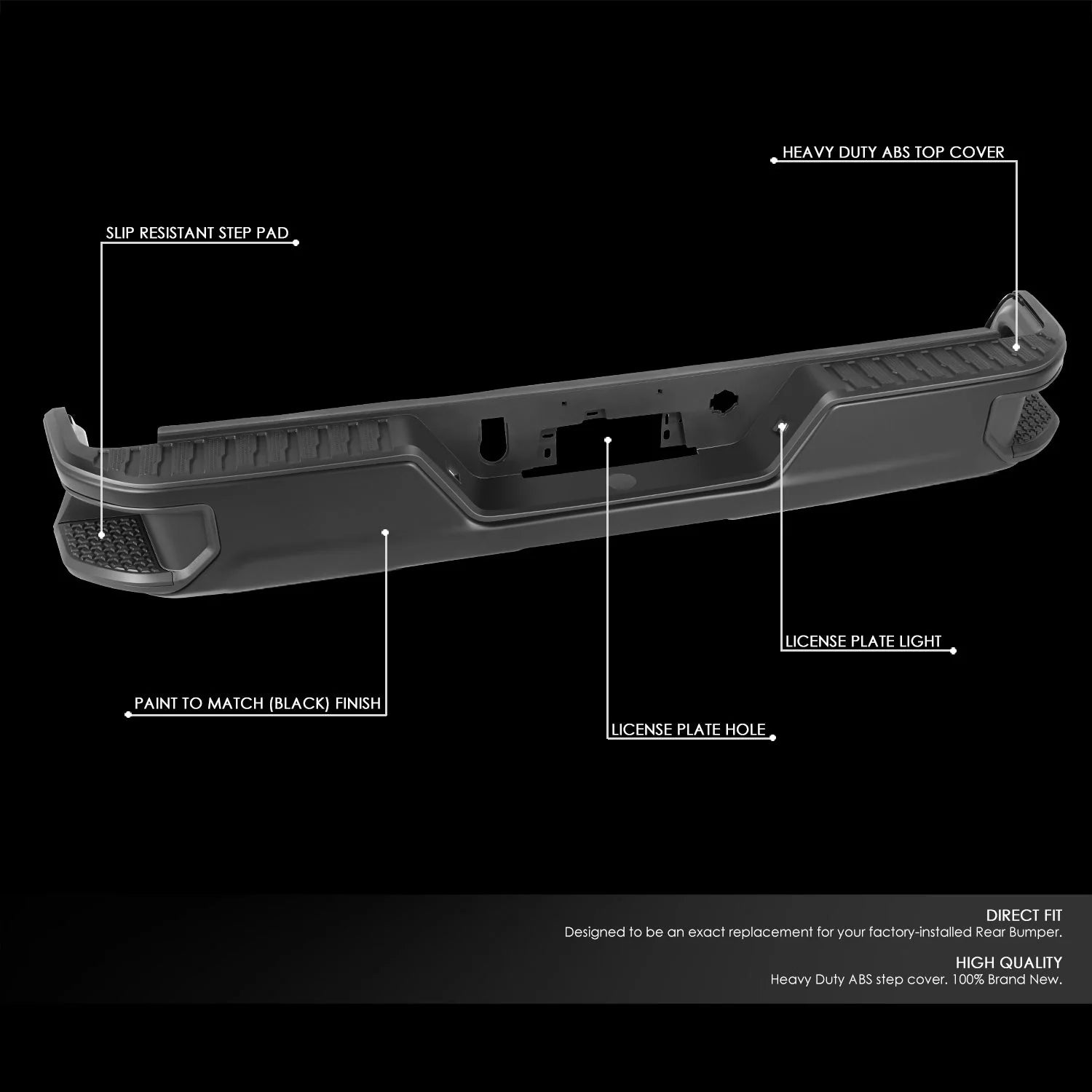 Rear Step Bumper W/License Plate Lights 19-23 Chevy/GMC Silverado Sierra 1500