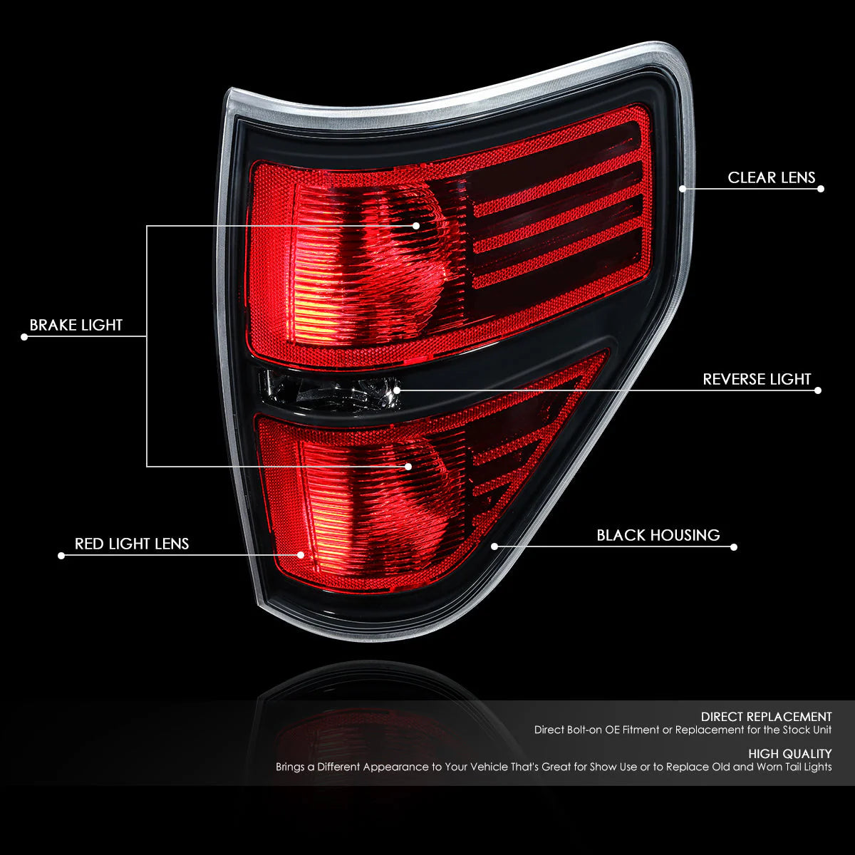 Tail Lights (Black, Red) 09-14 Ford F-150