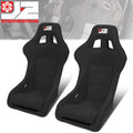 2Pcs Black Microfiber Suede Medium Racing Bucket Seats w/ Mount Brackets & Sliders Universal