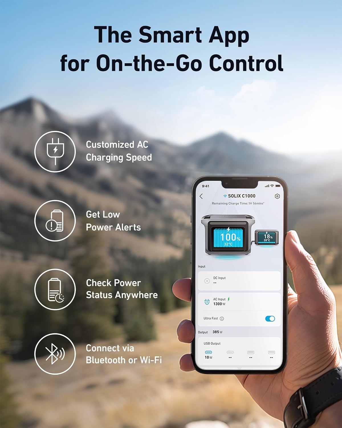 2026 Anker SOLIX C1000 Portable Power Station with 200W Solar Panel, 1800W Solar Generator, 1056wh LFP (LiFePO4) Battery, 6 AC Outlets, Up to 2400W for Home, Power Outages, and Outdoor Camping