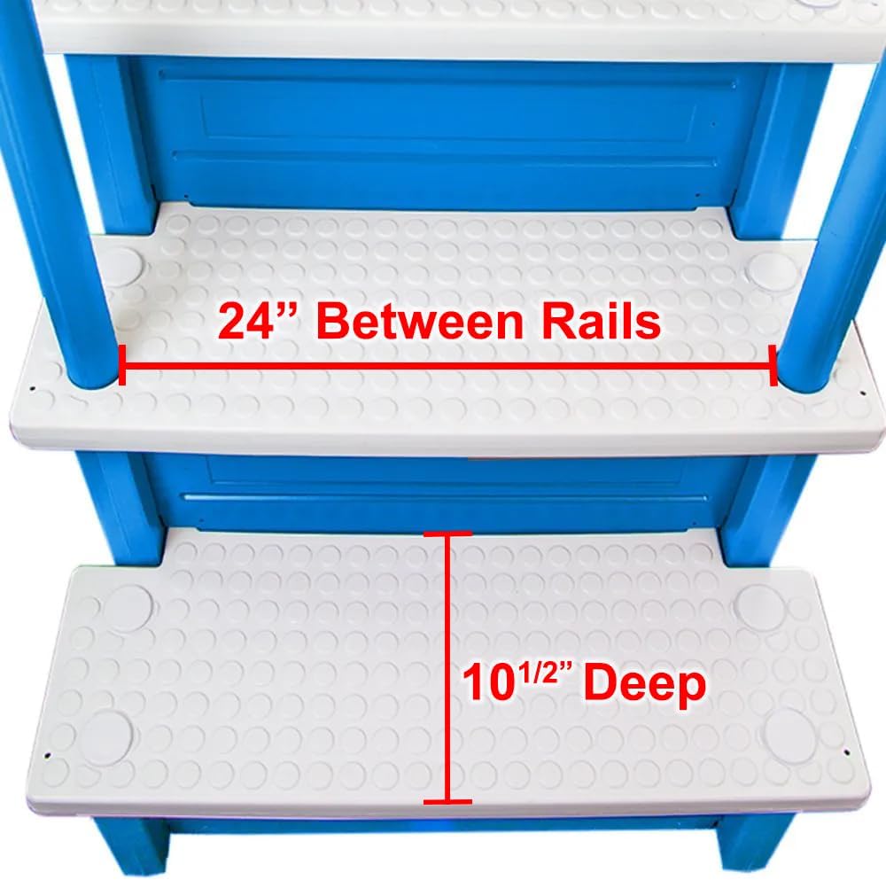 2026 Select Anti-Slip in-Pool Steps | Gray | for Above Ground Swimming Pools | Can Mount to Decks 48′′ to 54′′ H | Safety Stairs Capacity Up to 300 lbs