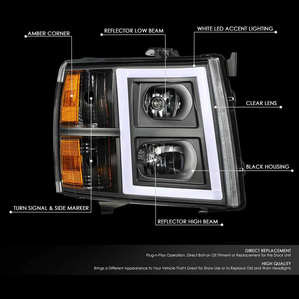 LED DRL Headlights 07-13 Chevy 1500 2500HD 3500