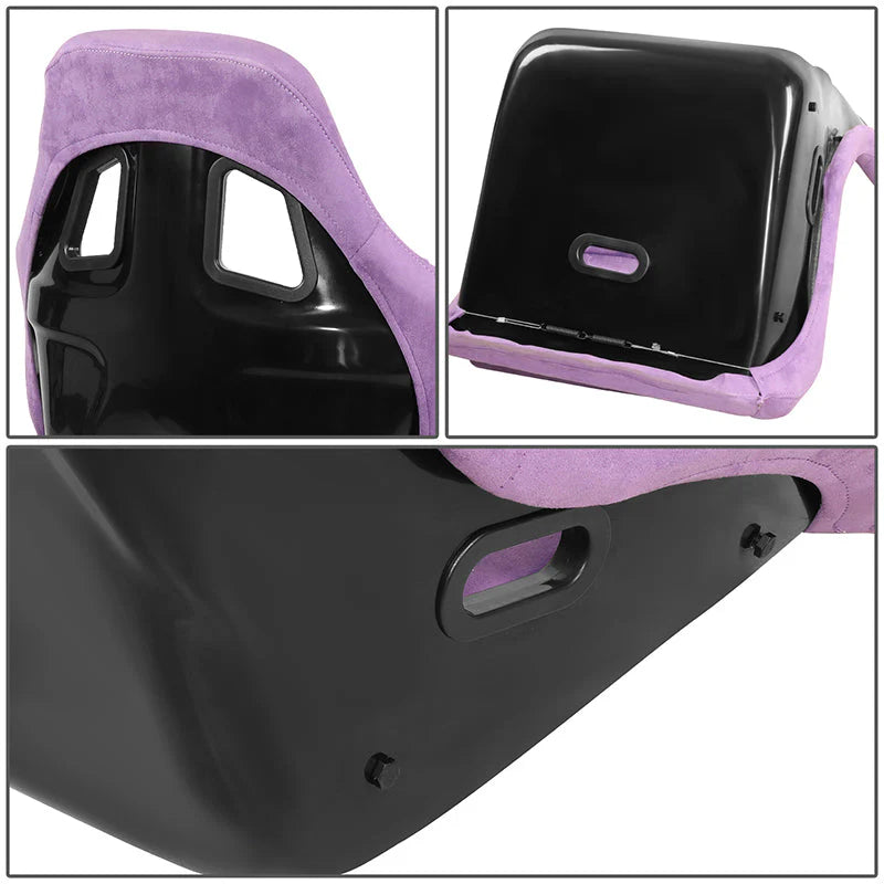 2Pcs Purple Microfiber Suede Style Fabric Large Racing Bucket Seats Universal