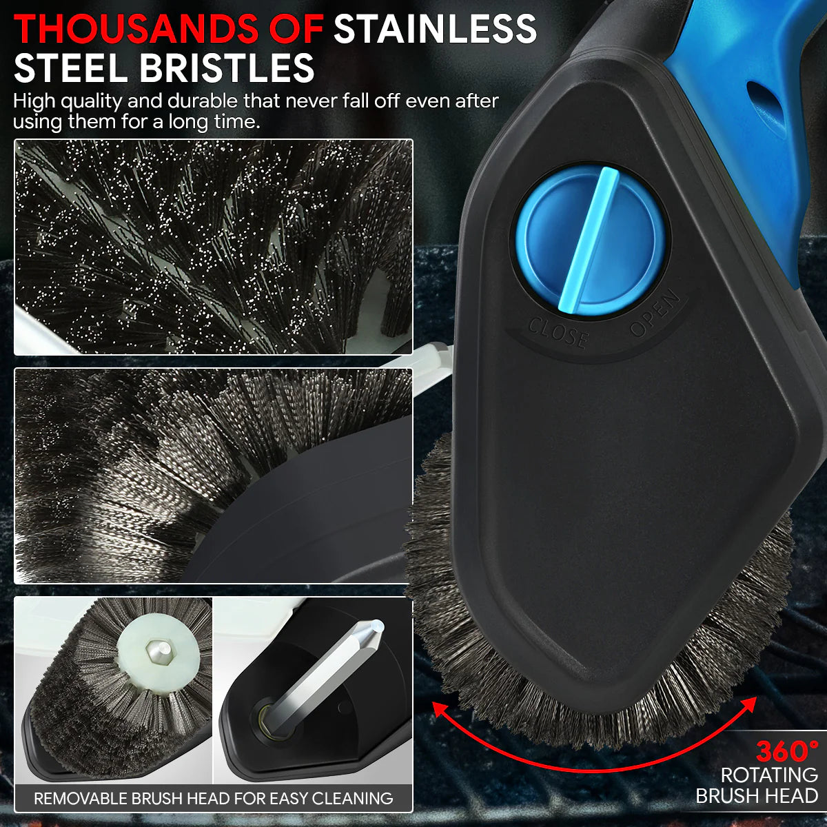 Cordless Power Grill Cleaning Scrub Brush w/Type-C Cable