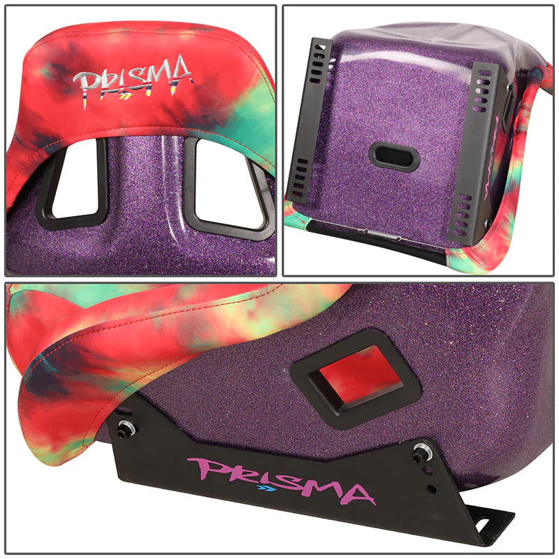 Tie Dye Fiberglass Vegan Satin Bucket Racing Seat Universal