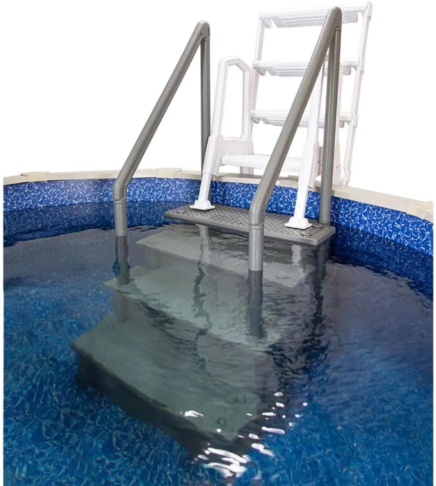 2026 Select Anti-Slip in-Pool Steps | Gray | for Above Ground Swimming Pools | Can Mount to Decks 48′′ to 54′′ H | Safety Stairs Capacity Up to 300 lbs