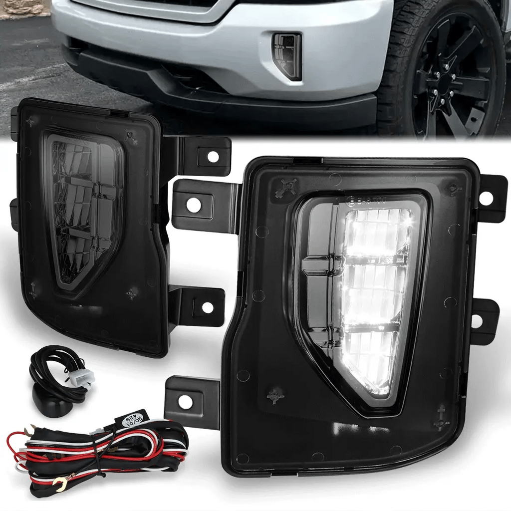 LED Projector Fog Lights w/ Switch Wiring Harnesses 16-19 Chevy Silverado 1500