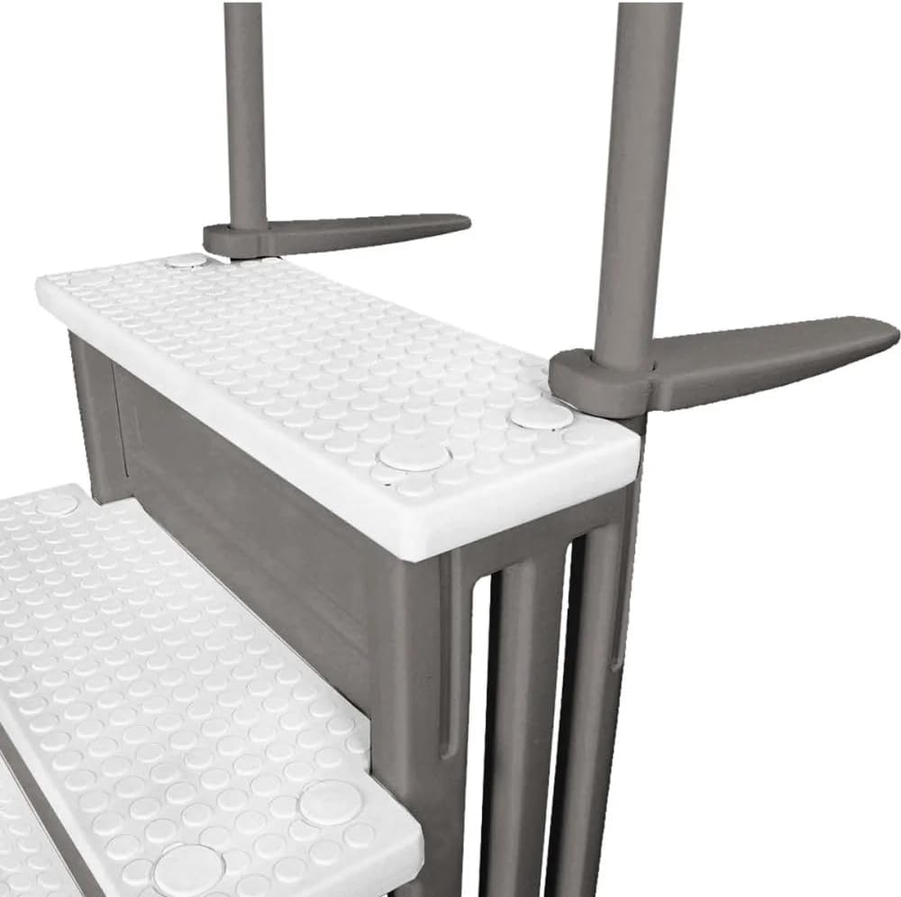 2026 Select Anti-Slip in-Pool Steps | Gray | for Above Ground Swimming Pools | Can Mount to Decks 48′′ to 54′′ H | Safety Stairs Capacity Up to 300 lbs