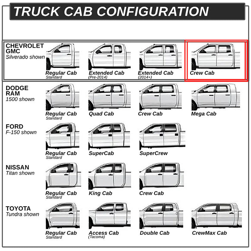 6 in. Wide Flat Step Running Boards 07-19 Chevy Silverado GMC Sierra Crew Cab