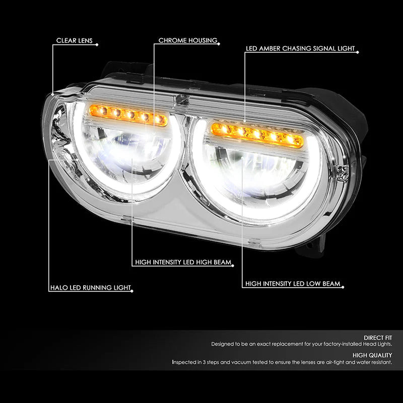 LED DRL Halo Headlights 08-14 Dodge Challenger