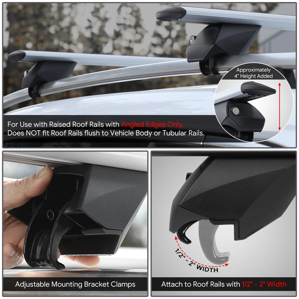 55 in. Adjustable Roof Rack Cargo CarrierCross Bar Fits Vehicles w/ Non Round Roof Rails