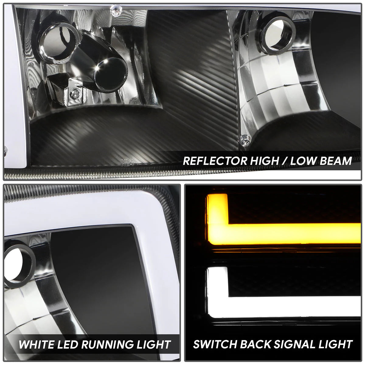 LED DRL Switchback Headlights 99-06 GMC Sierra 1500-3500 Yukon